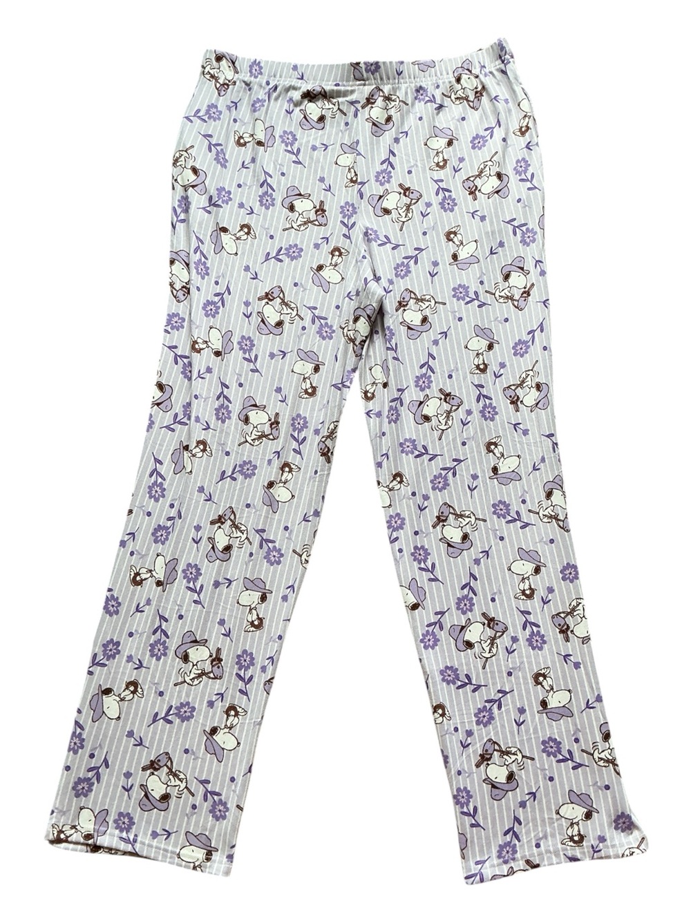 Peanuts Purple and Cream Snoopy Floral Lounge Pants - Picture 2 of 3